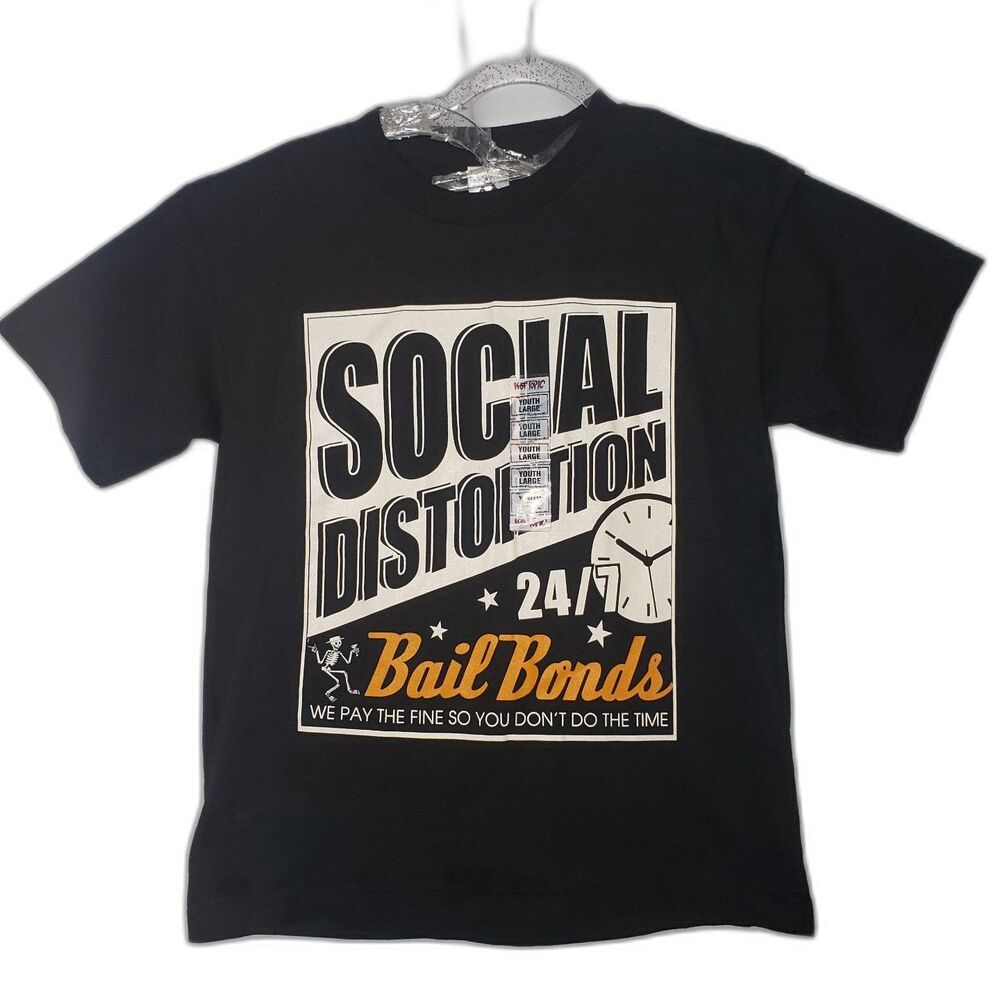 SOCIAL DISTORTION Bail Bonds Black T Shirt Youth Size Large NEW